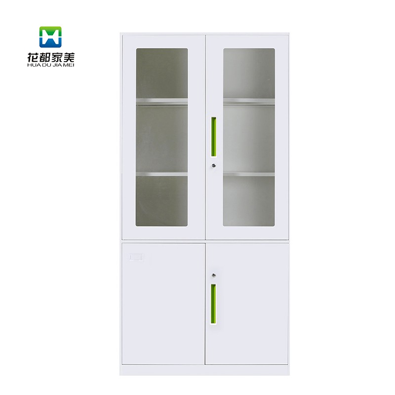 绿色抠手薄边玻璃门文件柜 jmbx-04g